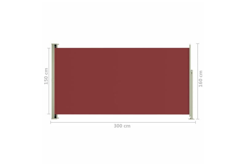 Uttrekkbar sidemarkise 160x300 cm rød - Rød - Hagemøbler - Solbeskyttelse - Markiser