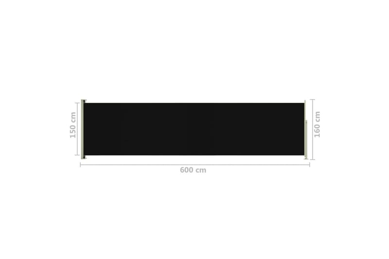 Uttrekkbar sidemarkise 160x600 cm svart - Svart - Hagemøbler - Solbeskyttelse - Markiser