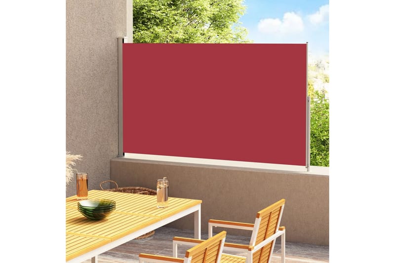 Uttrekkbar sidemarkise 180x300 cm rød - Rød - Hagemøbler - Solbeskyttelse - Markiser