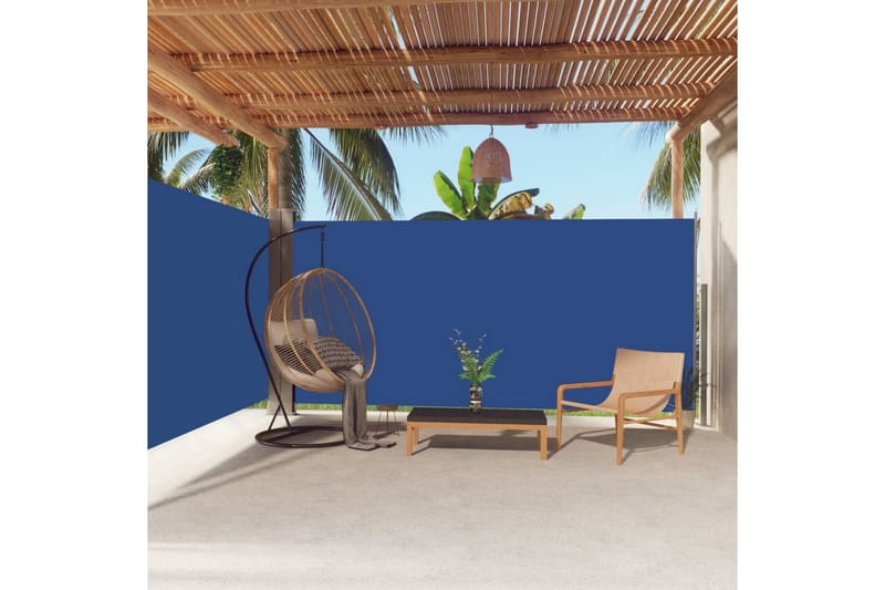Uttrekkbar sidemarkise 180x600 cm blå - Blå - Hagemøbler - Balkong - Sikkerhet & vindbeskyttelse balkong - Balkongbeskyttelse