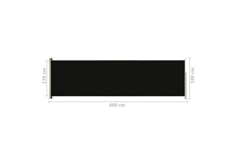 Uttrekkbar sidemarkise 180x600 cm svart - Svart - Hagemøbler - Solbeskyttelse - Markiser