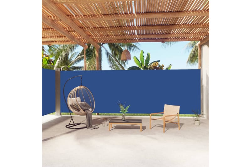 Uttrekkbar sidemarkise 200x1000 cm blå - Blå - Hagemøbler - Balkong - Sikkerhet & vindbeskyttelse balkong - Balkongbeskyttelse