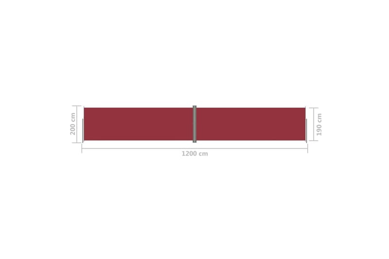 Uttrekkbar sidemarkise 200x1200 cm rød - Rød - Hagemøbler - Solbeskyttelse - Markiser
