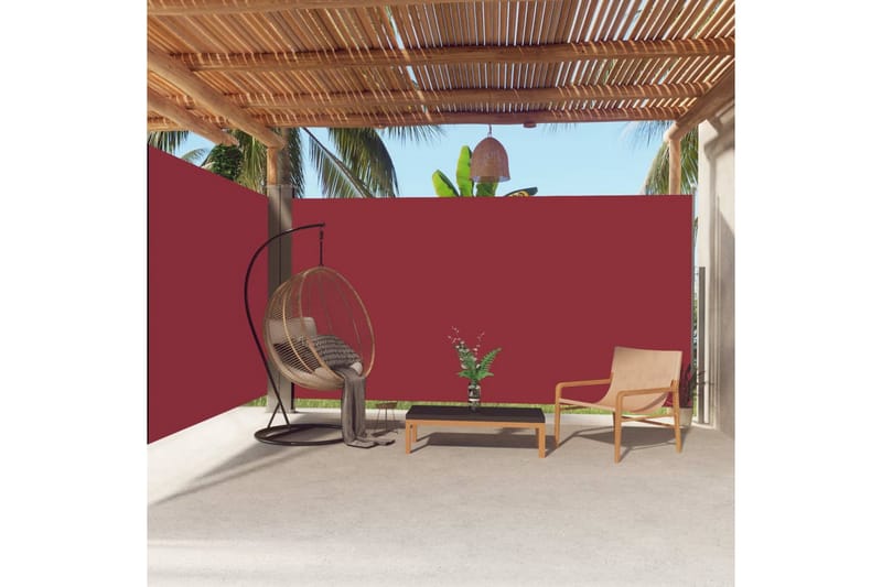 Uttrekkbar sidemarkise 200x600 cm rød - Rød - Hagemøbler - Solbeskyttelse - Markiser