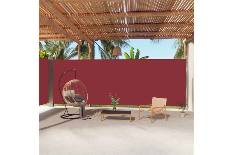 Uttrekkbar sidemarkise 220x1000 cm rød - Rød - Hagemøbler - Balkong - Sikkerhet & vindbeskyttelse balkong - Balkongbeskyttelse