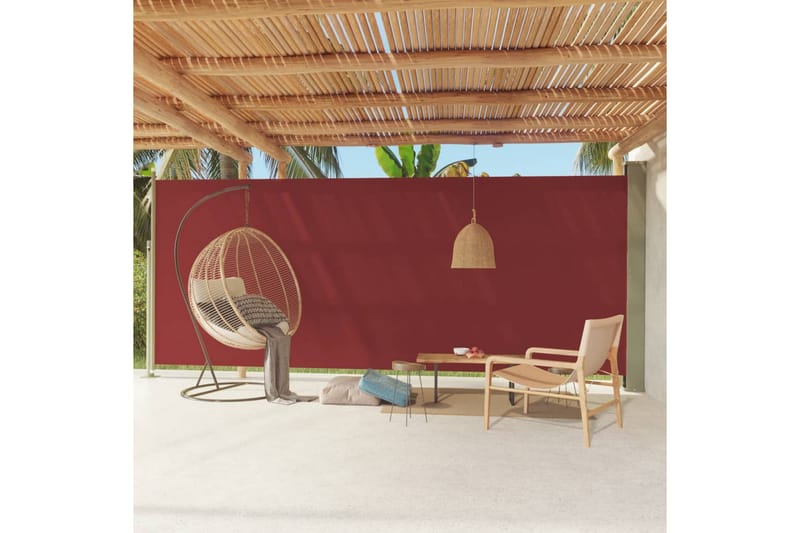 Uttrekkbar sidemarkise 220x600 cm rød - Rød - Hagemøbler - Balkong - Sikkerhet & vindbeskyttelse balkong - Balkongbeskyttelse