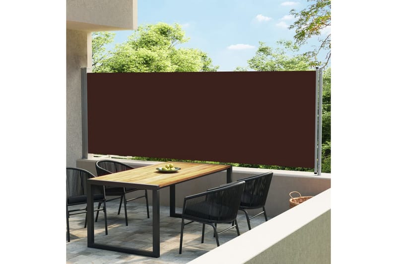 Uttrekkbar sidemarkise 600x160 cm brun - Brun - Hagemøbler - Balkong - Sikkerhet & vindbeskyttelse balkong - Balkongbeskyttelse
