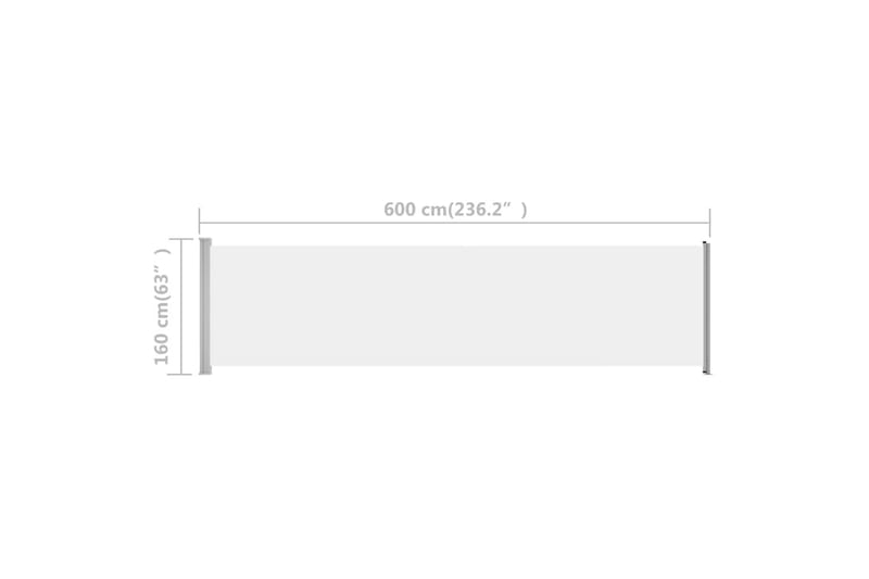 Uttrekkbar sidemarkise 600x160 cm kremhvit - Krem - Hagemøbler - Solbeskyttelse - Markiser