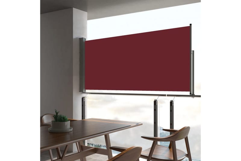 Uttrekkbar sidemarkise 60x300 cm rød - Hagemøbler - Balkong - Sikkerhet & vindbeskyttelse balkong - Balkongbeskyttelse