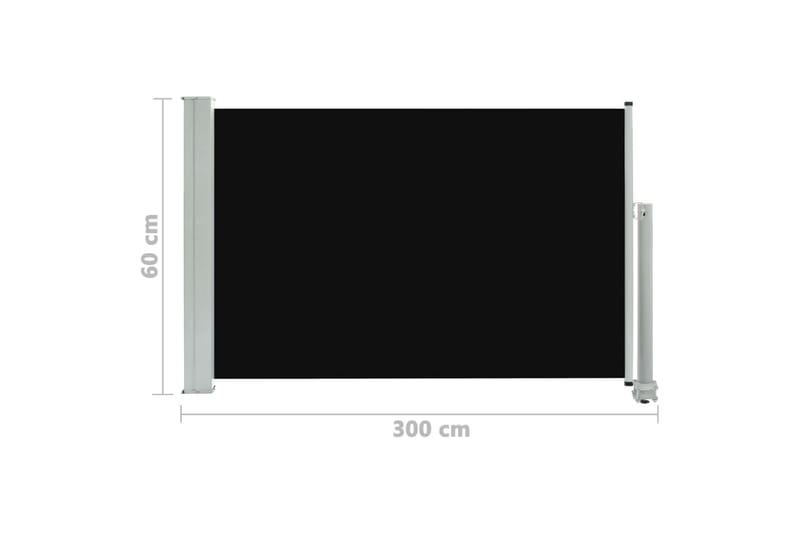Uttrekkbar sidemarkise 60x300 cm svart - Hagemøbler - Solbeskyttelse - Markiser
