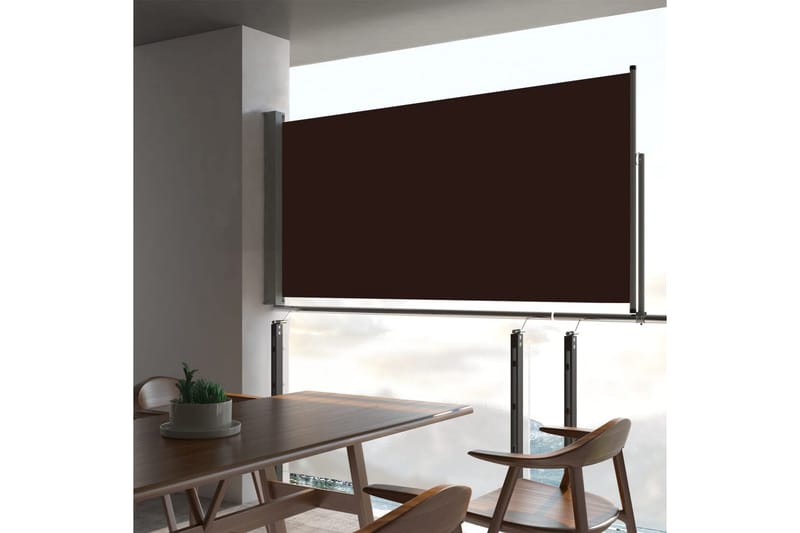 Uttrekkbar sidemarkise 80x300 cm brun - Hagemøbler - Balkong - Balkongmøbler - Balkongbord