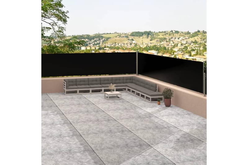 Uttrekkbar sidemarkise svart 117x1200 cm - Svart - Hagemøbler - Balkong - Sikkerhet & vindbeskyttelse balkong - Balkongbeskyttelse