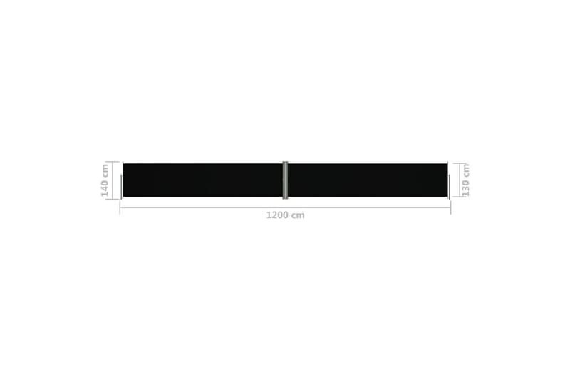 Uttrekkbar sidemarkise svart 140x1200 cm - Svart - Hagemøbler - Solbeskyttelse - Markiser