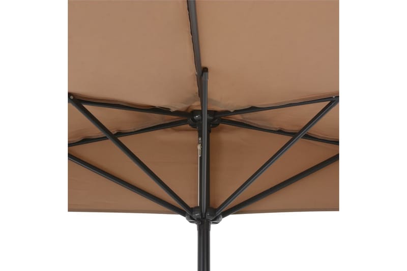 Balkongparasoll med aluminiumsstang gråbrun 300x150 cm halv - Hagemøbler - Solbeskyttelse - Parasoller - Balkongparasoll