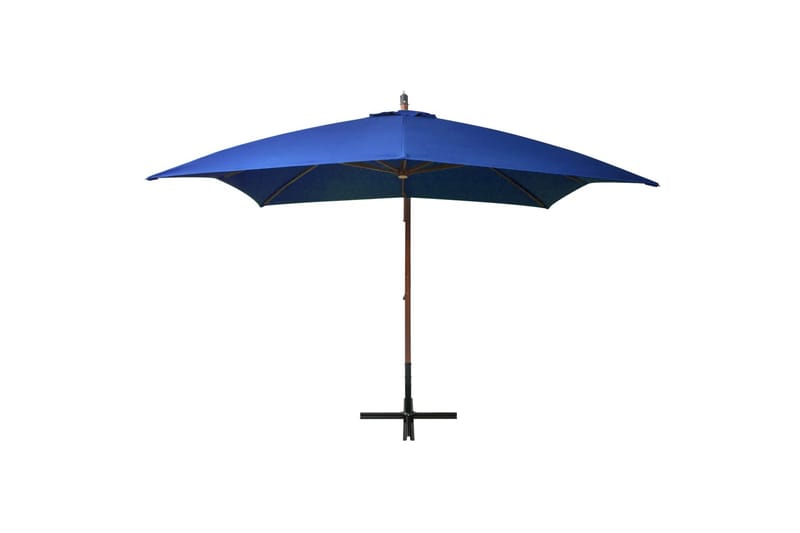 Hengende parasoll med stolpe asurblå 3x3 m heltre gran - Blå - Hagemøbler - Solbeskyttelse - Parasoller