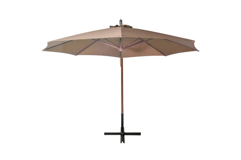 Hengende parasoll med stolpe gråbrun 3,5x2,9 m heltre gran - Taupe - Hagemøbler - Solbeskyttelse - Parasoller