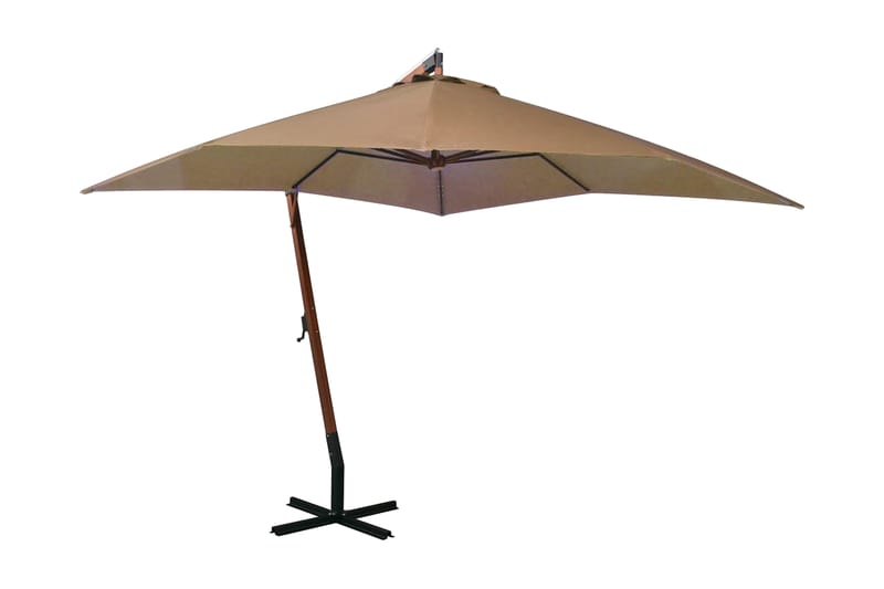 Hengende parasoll med stolpe gråbrun 3x3 m heltre gran - Taupe - Hagemøbler - Solbeskyttelse - Parasoller