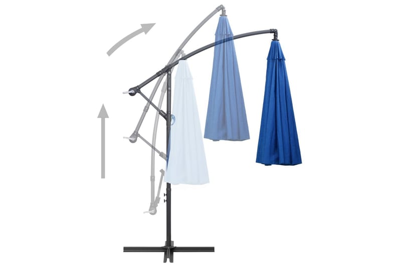 Hengeparasoll blå 3 m aluminiumsstang - Blå - Hagemøbler - Solbeskyttelse - Parasoller - Hengeparasoll