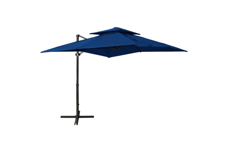 Hengeparasoll med dobbel topp 250x250 cm asurblå - Blå - Hagemøbler - Solbeskyttelse - Parasoller - Hengeparasoll
