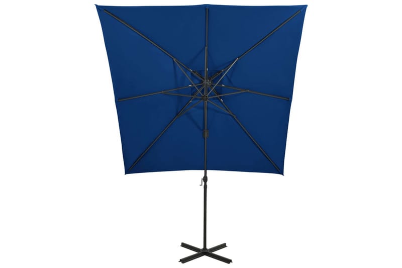 Hengeparasoll med dobbel topp 250x250 cm asurblå - Blå - Hagemøbler - Solbeskyttelse - Parasoller
