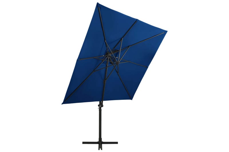Hengeparasoll med dobbel topp 250x250 cm asurblå - Blå - Hagemøbler - Solbeskyttelse - Parasoller - Hengeparasoll
