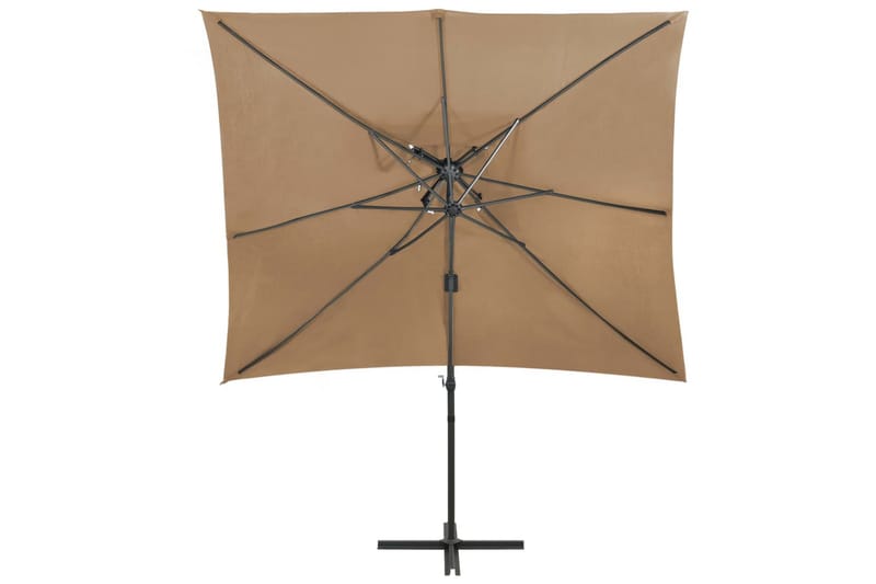 Hengeparasoll med dobbel topp 250x250 cm gråbrun - Taupe - Hagemøbler - Solbeskyttelse - Parasoller