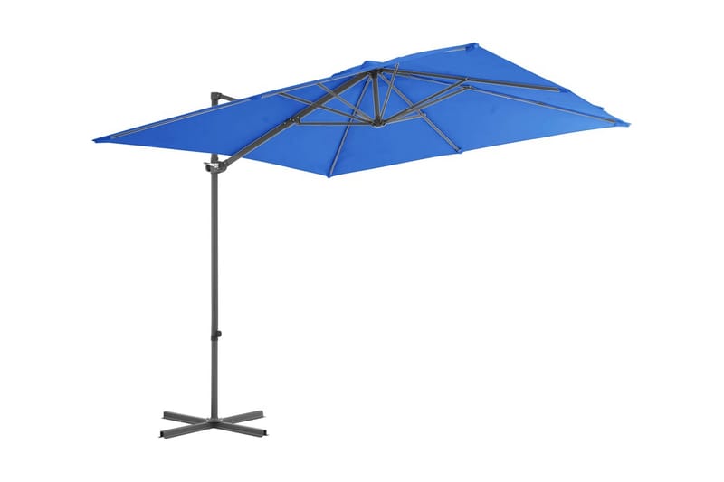 Hengeparasoll med stålstang asurblå 250x250 cm - Blå - Hagemøbler - Solbeskyttelse - Parasoller - Hengeparasoll