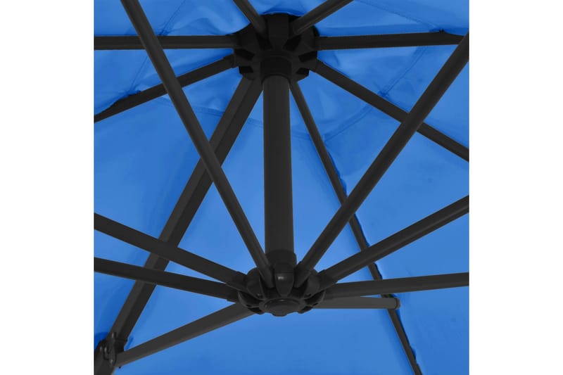 Hengeparasoll med stålstang asurblå 250x250 cm - Blå - Hagemøbler - Solbeskyttelse - Parasoller - Hengeparasoll