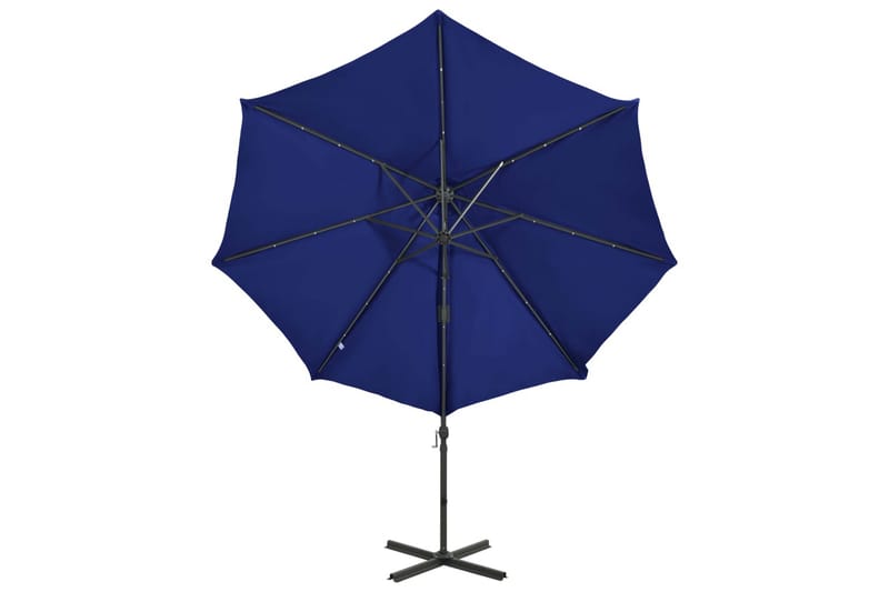 Hengeparasoll med stang og LED-lys 300 cm asurblå - Blå - Hagemøbler - Solbeskyttelse - Parasoller
