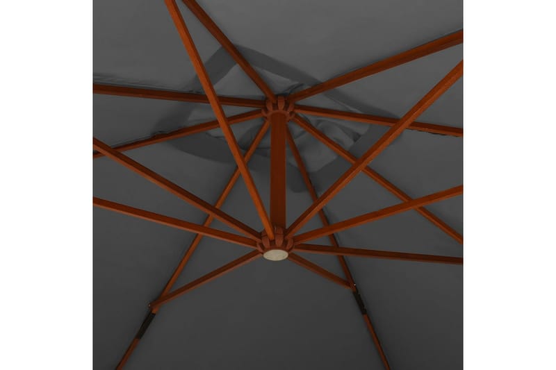 Hengeparasoll med trestang 400x300 cm antrasitt - Antrasittgrå - Hagemøbler - Solbeskyttelse - Parasoller - Hengeparasoll