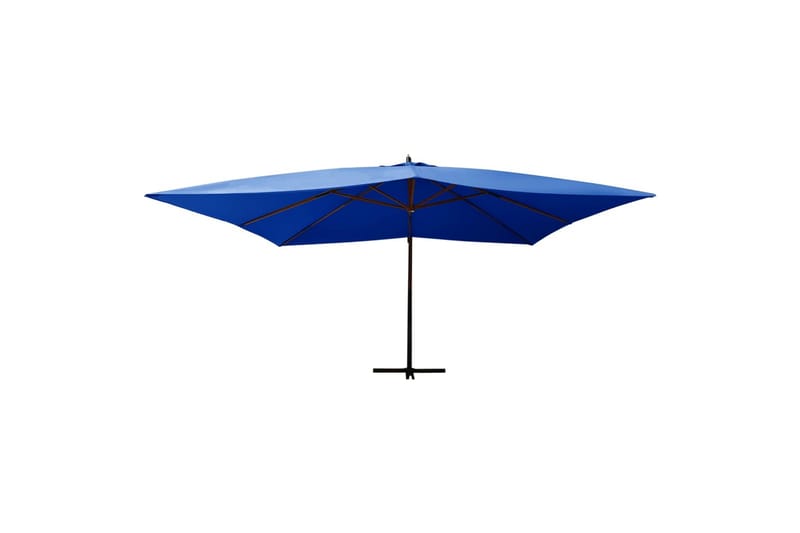 Hengeparasoll med trestang 400x300 cm asurblå - Blå - Hagemøbler - Solbeskyttelse - Parasoller - Hengeparasoll