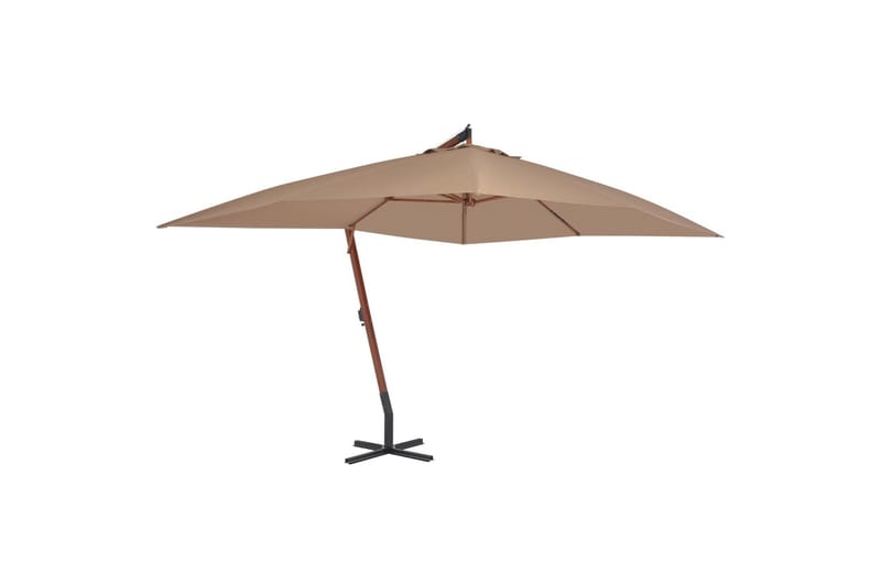 Hengeparasoll med trestang 400x300 cm gråbrun - Hagemøbler - Solbeskyttelse - Parasoller - Hengeparasoll