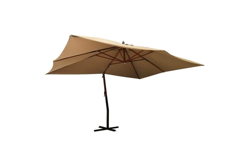 Hengeparasoll med trestang 400x300 cm gråbrun - Taupe - Hagemøbler - Solbeskyttelse - Parasoller