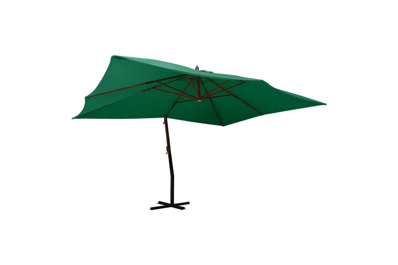 Hengeparasoll med trestang 400x300 cm grønn - grønn - Hagemøbler - Solbeskyttelse - Parasoller - Hengeparasoll