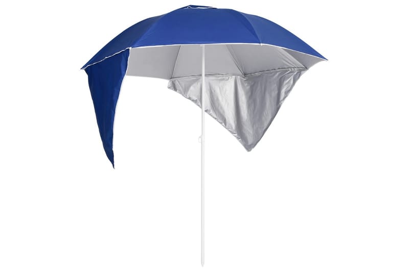 Strandparasoll med sidevegger blå 215 cm - Blå - Hagemøbler - Solbeskyttelse - Parasoller - Strandparasoll