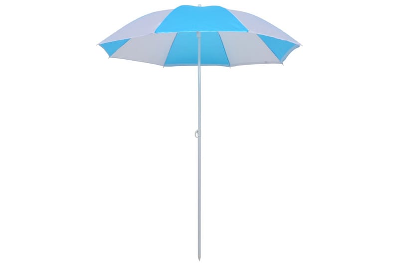Strandparasoll med sidevegger blå og hvit 180 cm stoff - Flerfarget - Hagemøbler - Solbeskyttelse - Parasoller