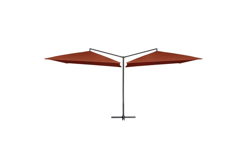 Dobbel parasoll med stålstang 250x250 cm terrakotta - Oransj - Hagemøbler - Solbeskyttelse - Parasoller