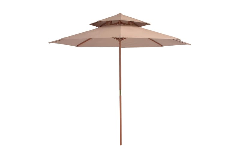 Dobbel parasoll med trestang 270 cm gråbrun - Hagemøbler - Solbeskyttelse - Parasoller