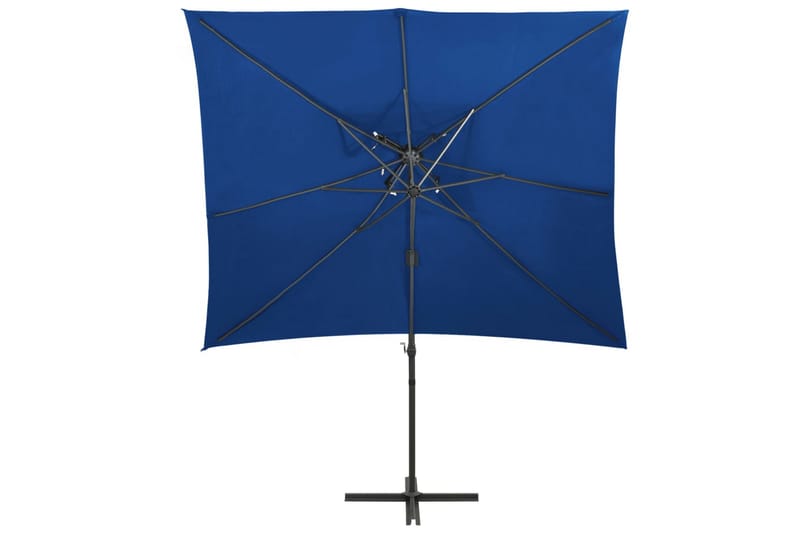 Hengeparasoll med dobbel topp 250x250 cm asurblå - Blå - Hagemøbler - Solbeskyttelse - Parasoller