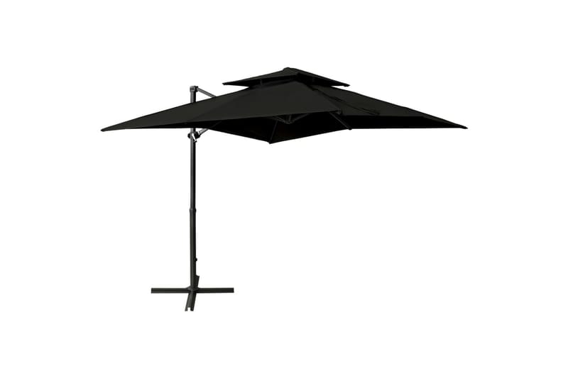 Hengeparasoll med dobbel topp 250x250 cm svart - Svart - Hagemøbler - Solbeskyttelse - Parasoller