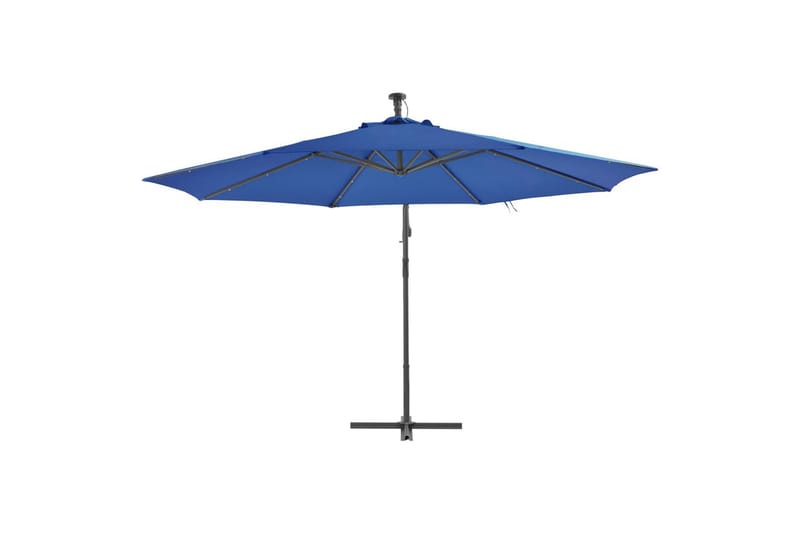 Hengeparasoll med LED-lys asurblå 350 cm - Blå - Hagemøbler - Solbeskyttelse - Parasoller