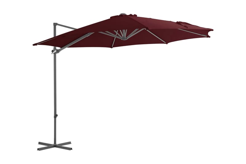 Hengeparasoll med stålstang vinrød 300 cm - Rød - Hagemøbler - Solbeskyttelse - Parasoller