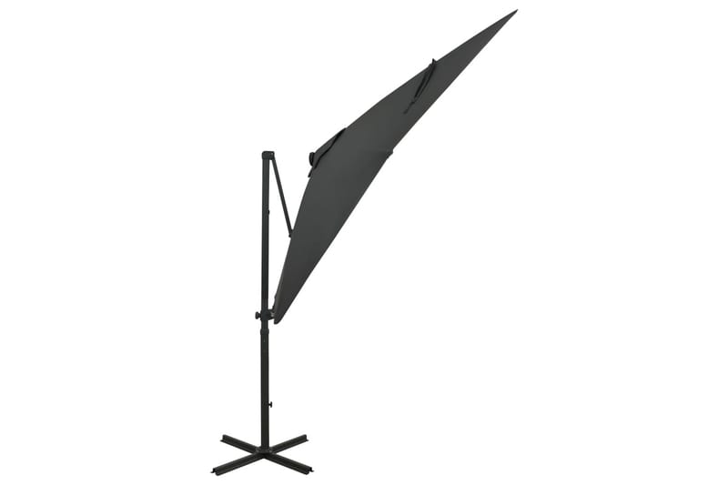 Hengeparasoll med stang og LED-lys 250 cm antrasitt - Antrasittgrå - Hagemøbler - Solbeskyttelse - Parasoller