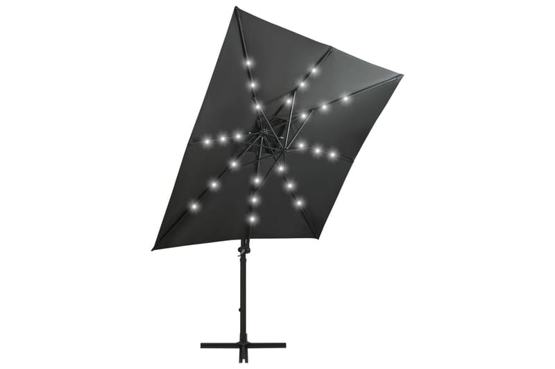 Hengeparasoll med stang og LED-lys 250 cm antrasitt - Antrasittgrå - Hagemøbler - Solbeskyttelse - Parasoller