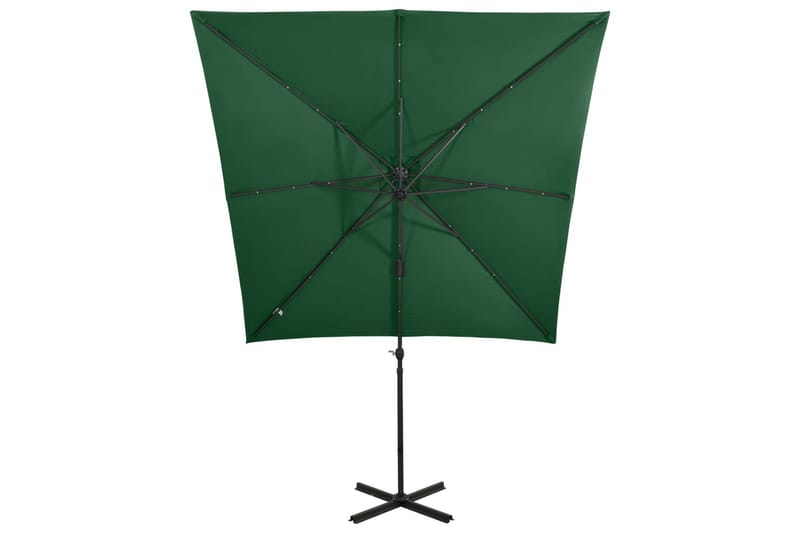 Hengeparasoll med stang og LED-lys 250 cm grønn - Grønn - Hagemøbler - Solbeskyttelse - Parasoller