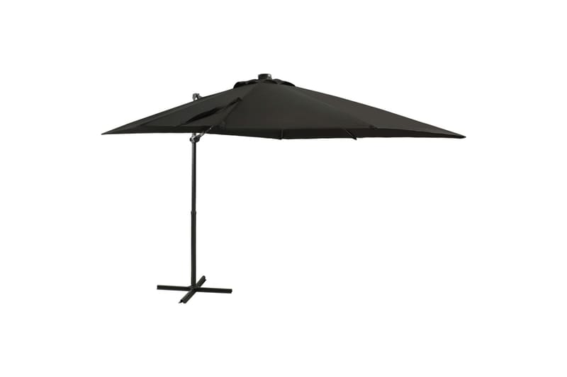 Hengeparasoll med stang og LED-lys 250 cm svart - Svart - Hagemøbler - Solbeskyttelse - Parasoller