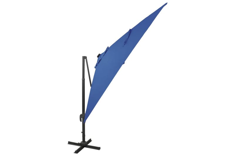 Hengeparasoll med stang og LED-lys 300 cm asurblå - Hagemøbler - Solbeskyttelse - Parasoller