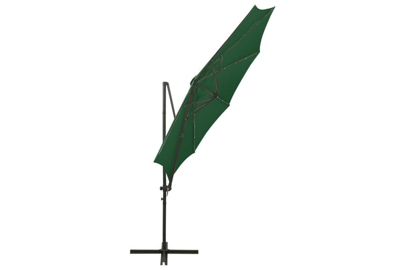 Hengeparasoll med stang og LED-lys 300 cm grønn - Grønn - Hagemøbler - Solbeskyttelse - Parasoller