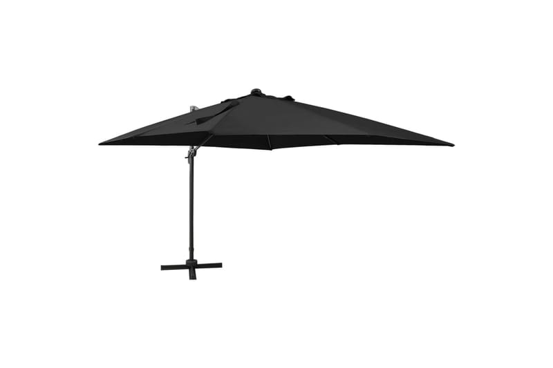 Hengeparasoll med stang og LED-lys 300 cm svart - Hagemøbler - Solbeskyttelse - Parasoller