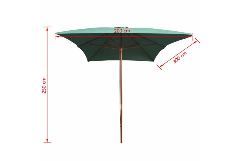 Parasoll 200x300 cm trestang grønn - Grønn - Hagemøbler - Solbeskyttelse - Parasoller